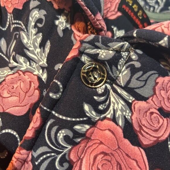 Vintage Pink & Blue Floral Quilted Jacket Faux Fur Lining Sz M Cottagecore Cozy - Picture 5 of 8